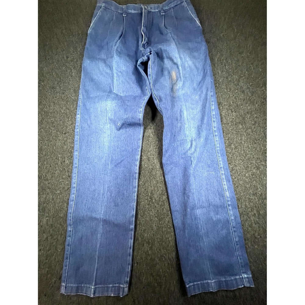 VTG Wrangler Riata Jeans Mens 32x34 Blue Denim Casual Wear Pleated Straight Leg
